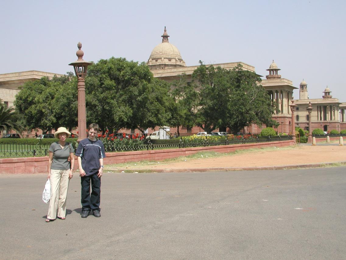 JPEG image - Government buildings in New Delhi, built by the British. There is an identical building across the road, built in mirror image. ...