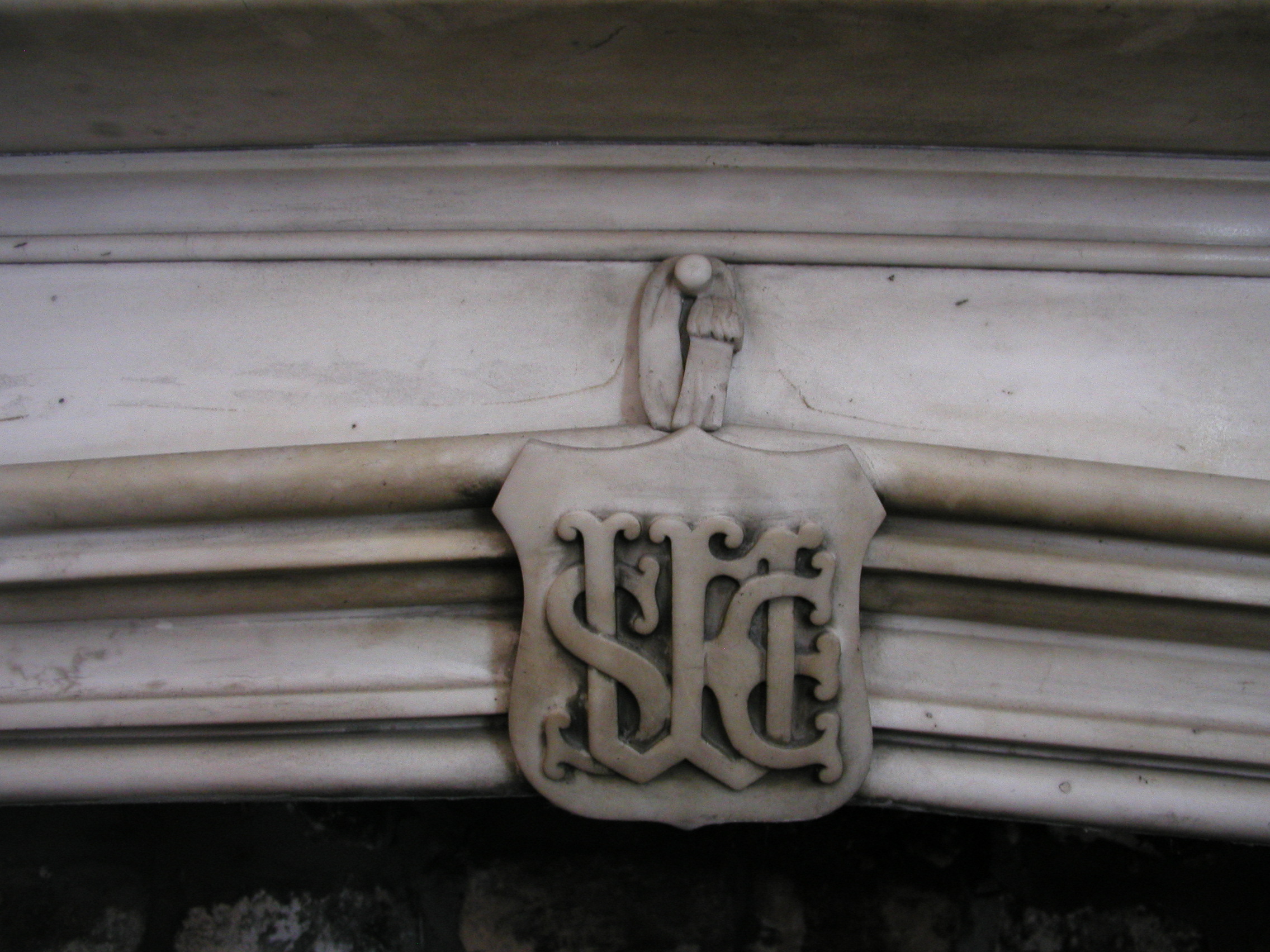 JPEG image - Lounge: both fireplaces have Samuel Woodhouse's initials carved over openings