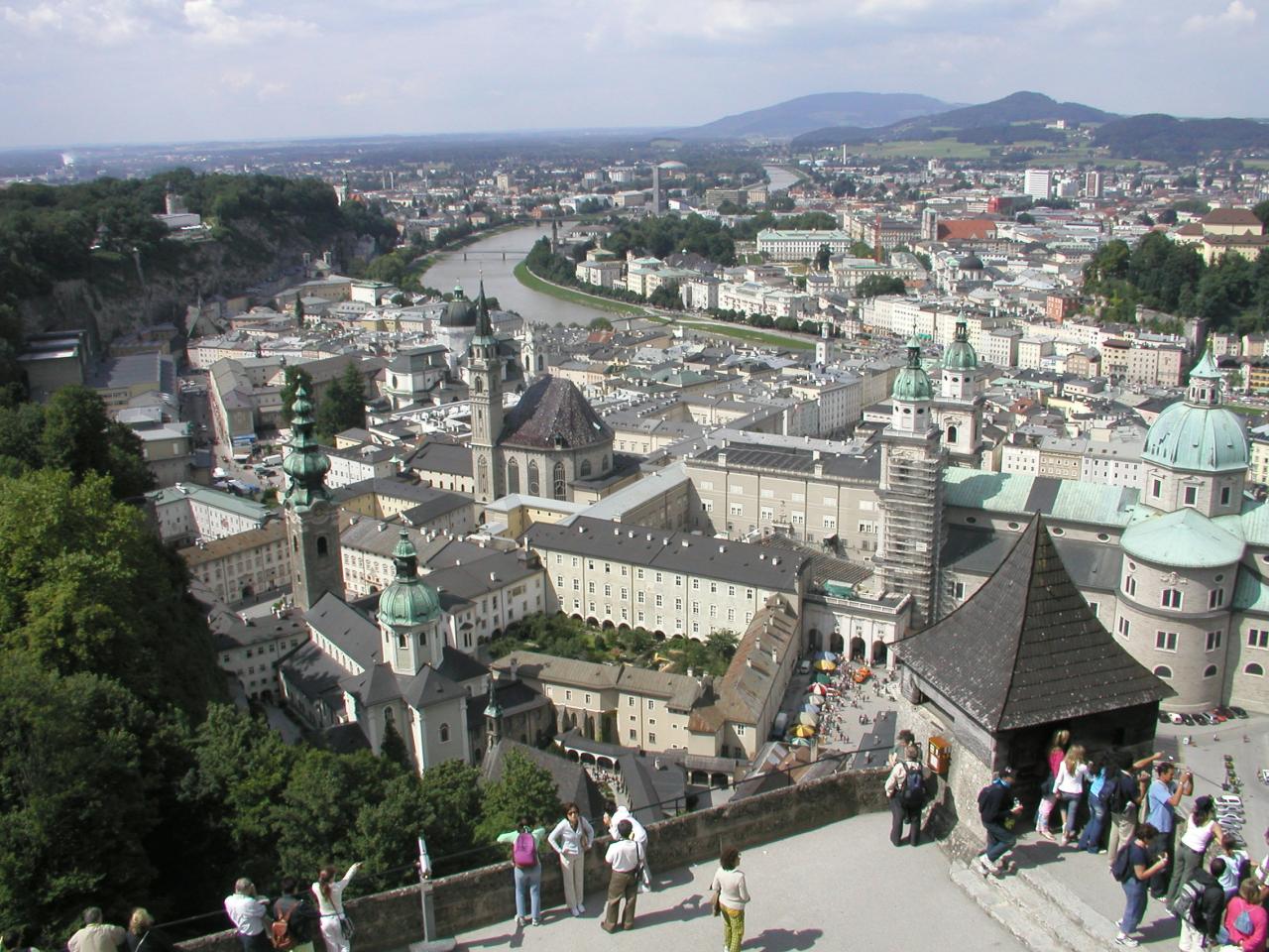 JPEG image - View down onto Salzburg from the castle ...