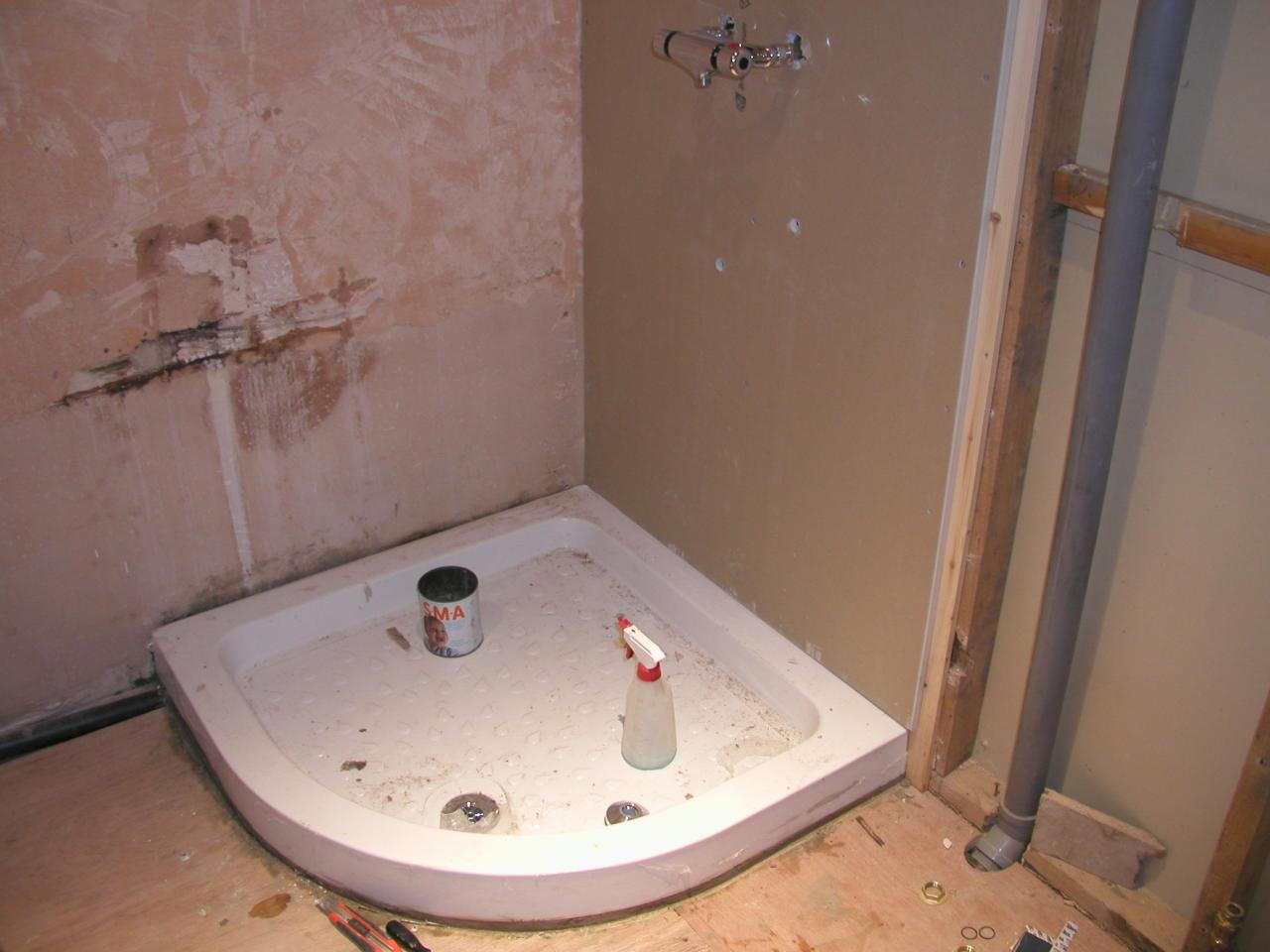 JPEG image - Shower tray cemented in & connected to waste ...