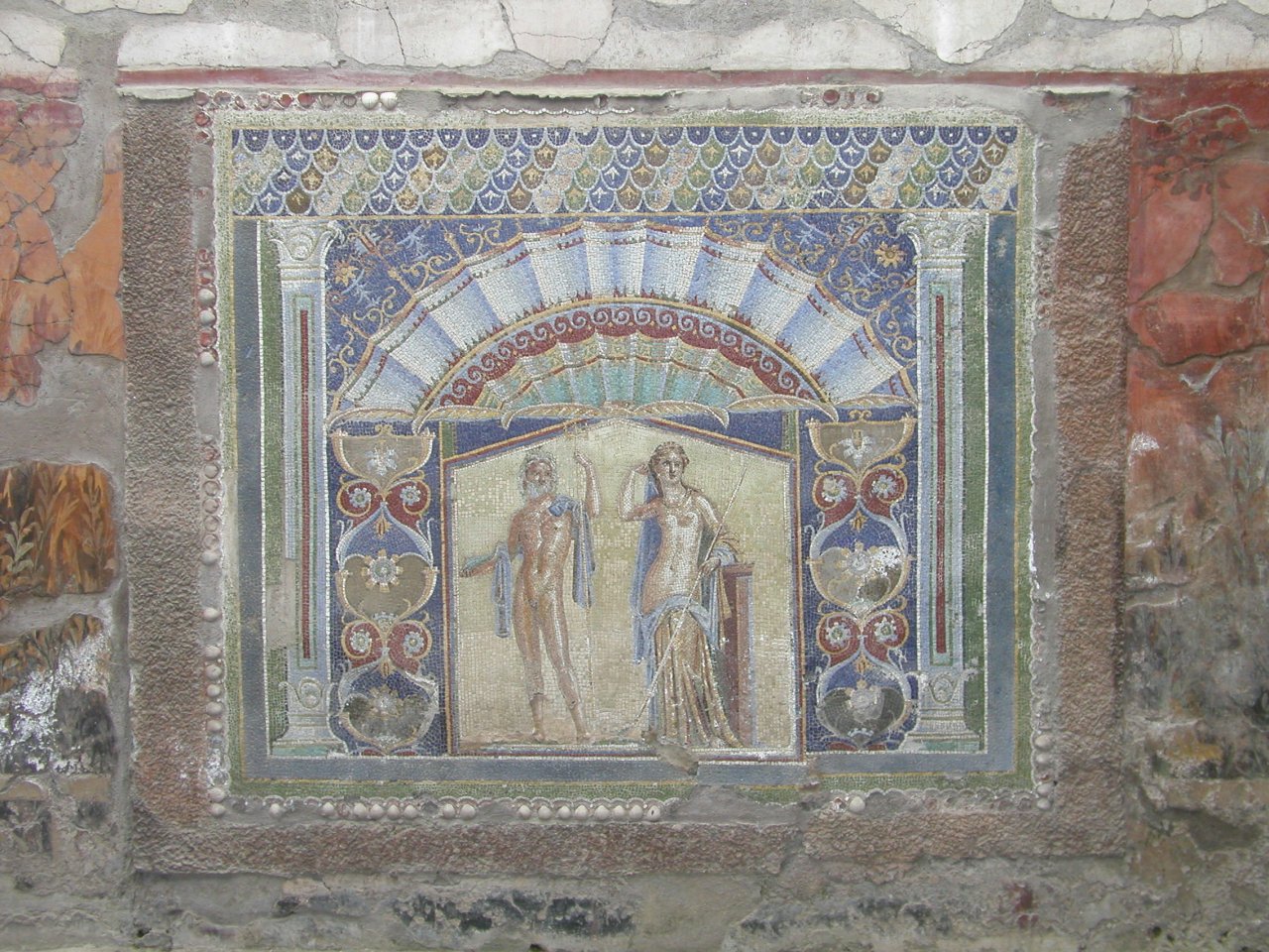 JPEG image - Herculaneum : a wall mosaic. ...