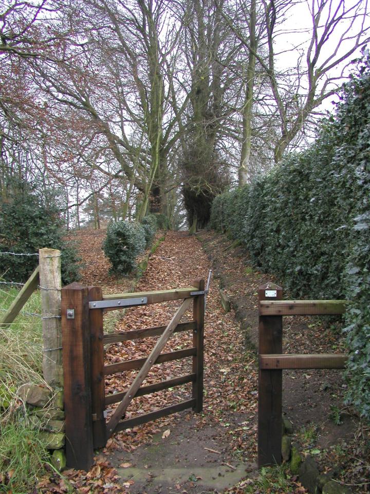 JPEG image - gateway into Norley churchyard from the direction of Norley Hall ...